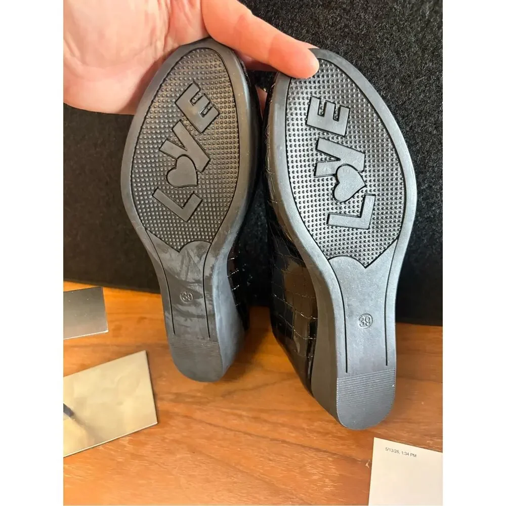 🖤 Women’s Black Croc Embossed Ballet Flats Size 8 NWOT